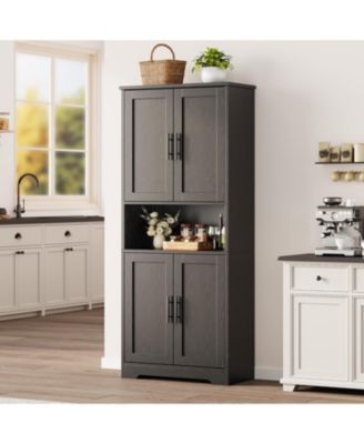 70" Tall Kitchen Pantry Cabinet with Doors and Adjustable Shelves, Freestanding Storage Cabinet, Black
