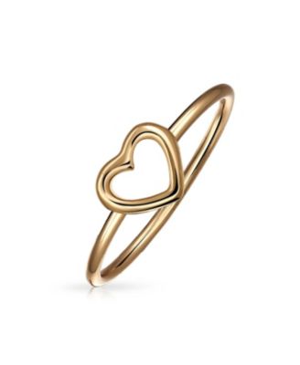 Minimalist Rose Gold Plated Sterling Silver Ring with Open Heart Design