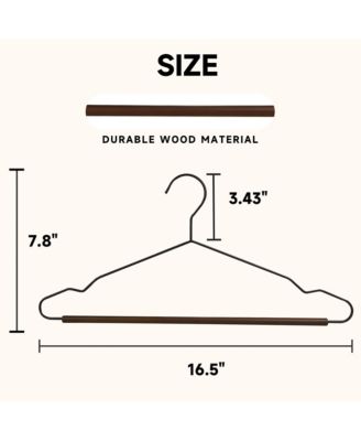 36-Pack Heavy Duty Metal Coat Hangers with Wooden Pants Bar, Reinforced Wire Hangers with Beech Wood Trouser Bar for Suits