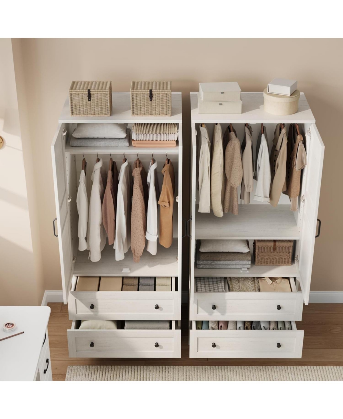 gaomon Tall Armoire Wardrobe Closet with Drawers, Adjustable Shelf & Hanging Rod for Bedroom