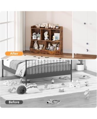 Kids Bookshelf and Toy Storage Bookcase, Multi-Shelf Cubby Organizer for Playroom and Classroom