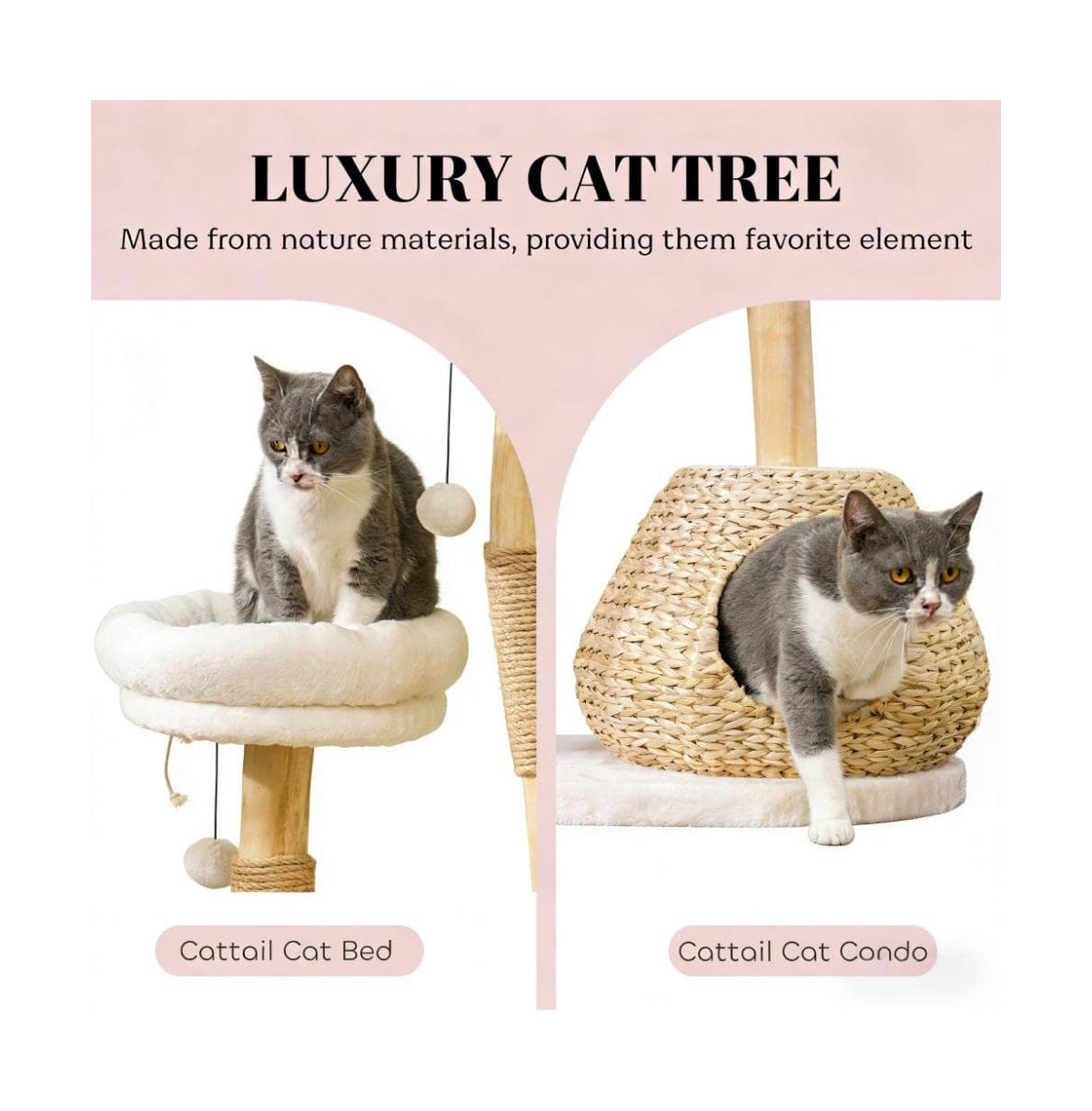 Zeus & Ruta Cat Tree Cat Tree for Indoor Cats with Wooden Cat Scratching Posts