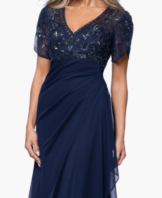 Women's Long Beaded V-Neck Ball Gown