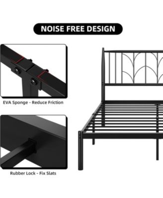 Bed Frame with Headboard, Metal Platform Bed Modern Mattress Foundation with Under Bed Storage, No Box Spring Needed
