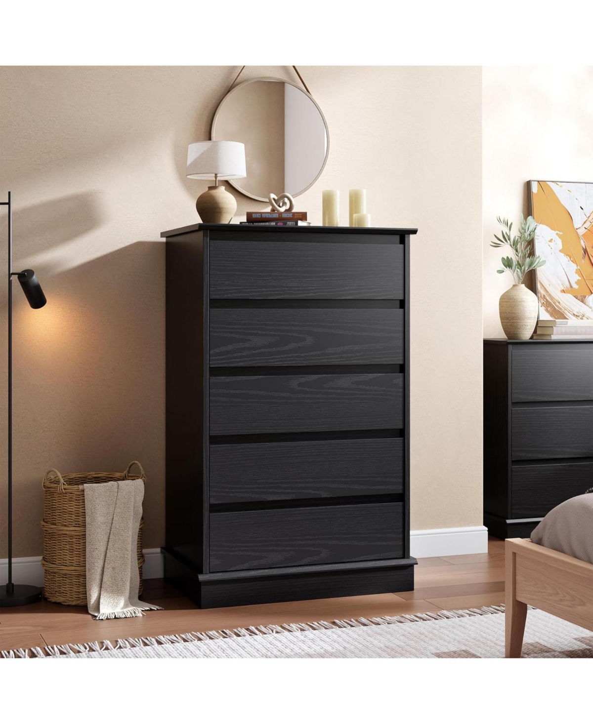 gaomon 5-Drawer Tall Dresser for Bedroom, Wooden Chest of Drawers with Deep Storage for Living Room