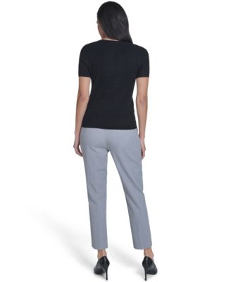 Women's Short-Sleeve Textured Sweater