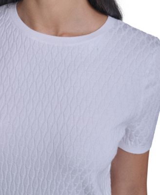 Women's Short-Sleeve Textured Sweater