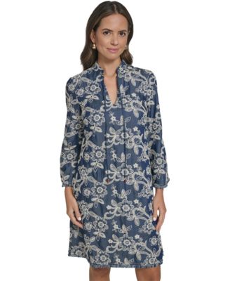 Women's Notch Neck Flare-Sleeve Short Dress