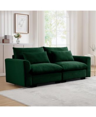 Modern Green Corduroy 2-Seater Sofa