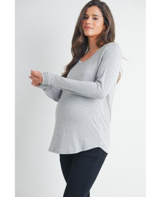 Maternity Casual Scoop Neck Long Sleeve Nursing Top