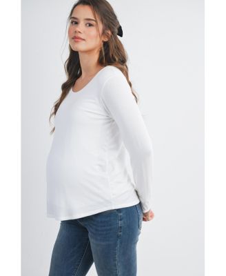 Maternity Casual Scoop Neck Long Sleeve Nursing Top