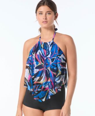 Women's Aura High Neck Mesh Ruffle Top