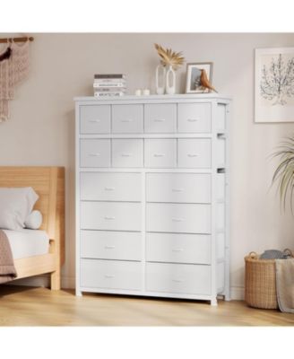 Tall 16-Drawer Dresser for Bedroom, Storage Chest of Drawers Organizer