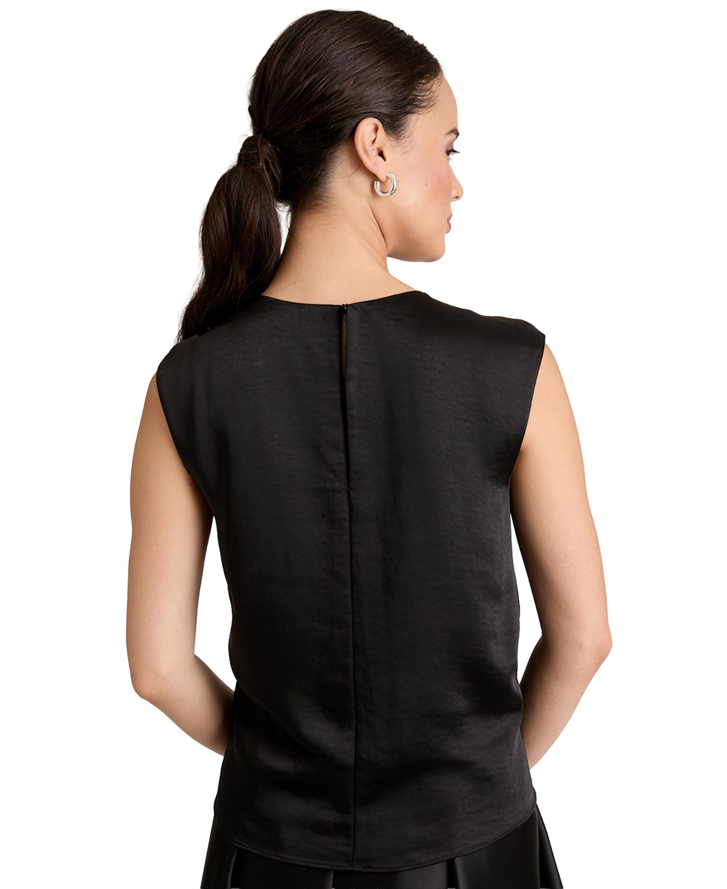 Women's Tucked Beaded Crew Neck Top