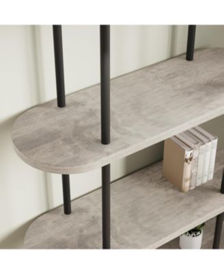 71" 5-Tier Metal Collapsible Bookshelf, Portable Freestanding Storage Bookcase