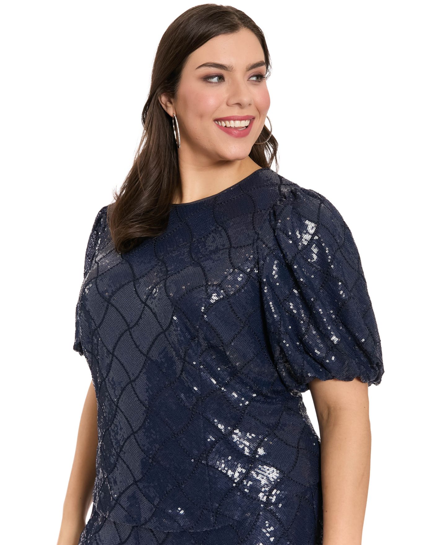 Женский топ Muse Plus Size Crew Neck Short-Sleeve, цвет: Тёмно-синий — фото 3