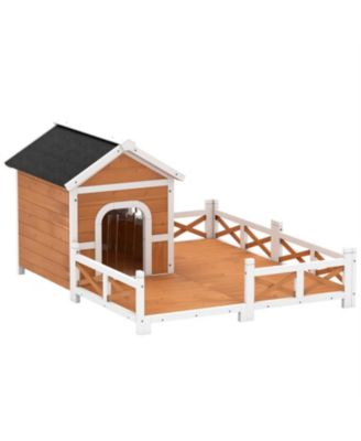 Dog House Outdoor Wooden Dog Shelter in Orange