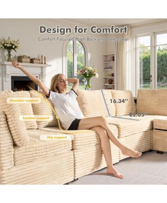 128''×96'' Modular Sectional Sofa , 8-Piece U-Shaped Deep Seat Cloud Couch with Chaise Ottoman