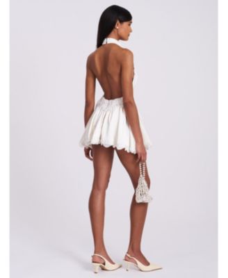 Women's Idalia Beaded Lace Trim Backless Halter Mini Dress