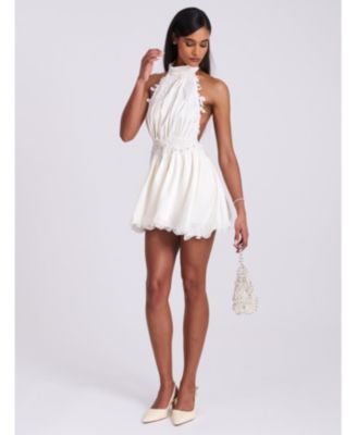 Women's Idalia Beaded Lace Trim Backless Halter Mini Dress