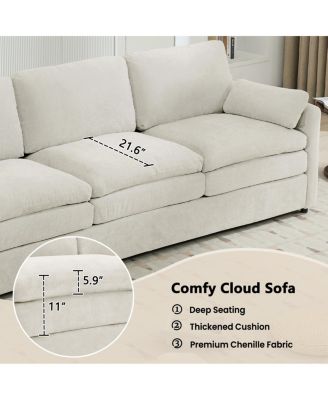 Streamdale Gray 89" Cozy Upholstered 3-Seater Oversized Comfy Cloud Sofa with Plush Double Cushions.