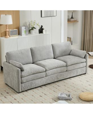 Streamdale Light Gray 89" Cozy Upholstered 3-Seater Sofa with Plush Double Cushions