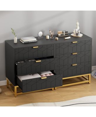 3 Drawer Dresser with Metal Legs, Wood Storage Chest Organizer for Bedroom, Living Room, Hallway, Black