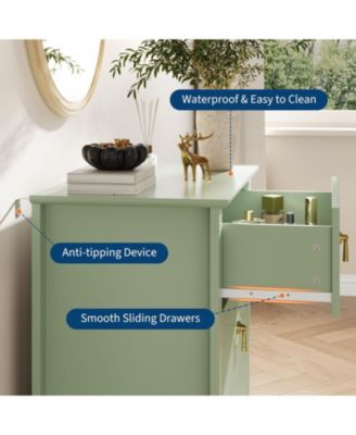 27.5" Wide Fluted Dresser, 3 Drawer Modern Wood Nightstand Chest for Bedroom