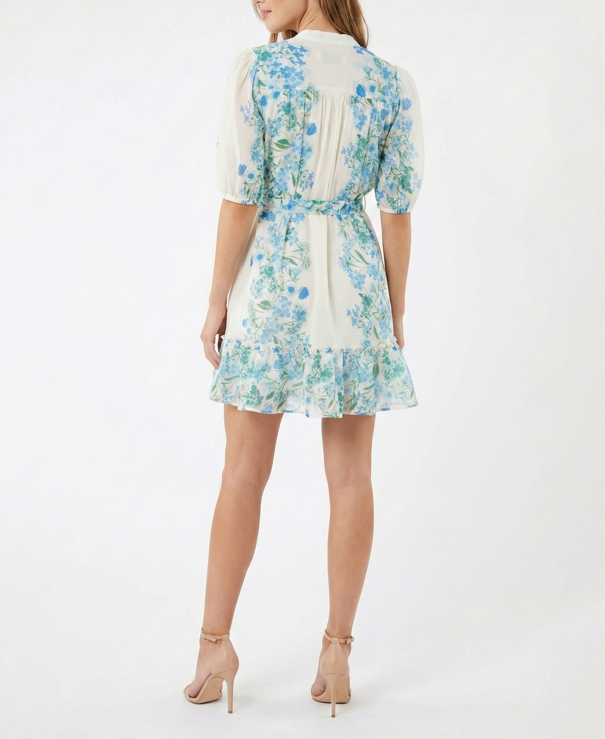 Taylor Petite Button-Front V-Neck Short Dress