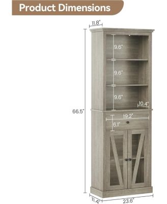 Double Door Tall Storage Cabinet with Single Drawer, Bathroom Organizer