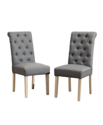 Banff 5-piece Dining Set, Cross-Buck Round Table with 4 Tufted Chairs, Gray