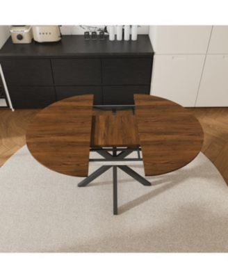 Streamdale Extendable Round Dining Table, 6-Person, Wood Veneer, 42-58 Inches