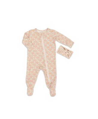 Baby Girls Grey by Everly Grey Zip Long Sleeve Footie & Head Wrap Set