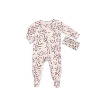 Baby Grey by Everly Grey Girls Zip Long Sleeve Footie Head Wrap Set - Poppy 38$
