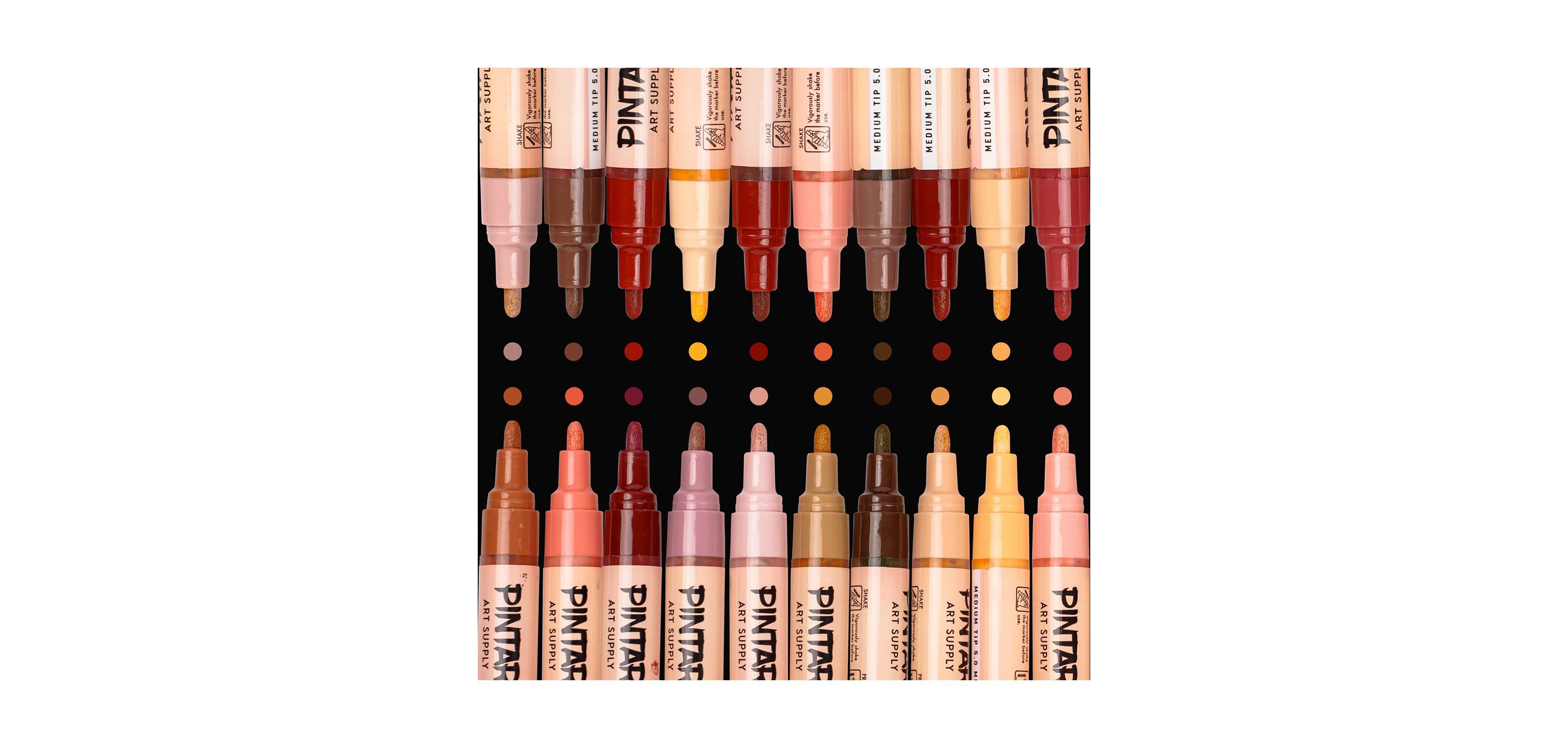 Pintar Skin Tone Markers Medium Tip - Skin Tone Watercolor Paint Pens - Skin Tone Acrylic Paint Markers - Acrylic Paint Pens