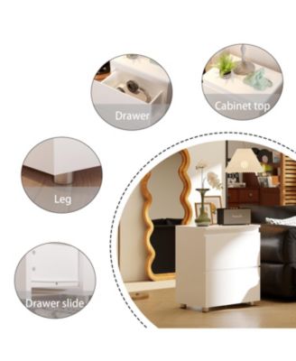 2-Drawer White Nightstand, End Table, Bedroom Bedside Dresser Chest