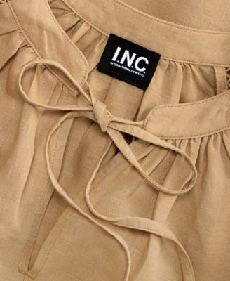 Women's Long Sleeve Linen-Blend Blouse