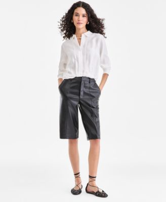 Women's Faux Leather Bermuda Shorts
