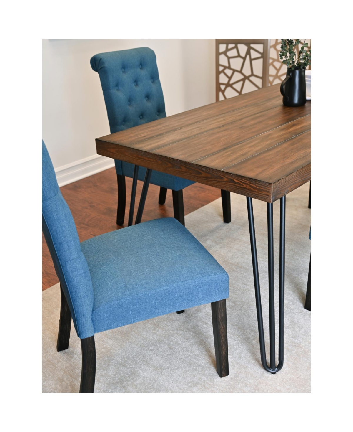 Streamdale Furniture Hairpin Dining Set Table + 6 Chairs (4 Colors