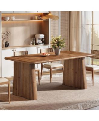 63-Inch Solid Wood Dining Table for 4-6 People, Large Rectangle Kitchen Table with Heavy Duty Legs, Rustic Kitchen & Dining Room Furniture
