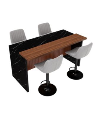  White Marble Look Kitchen Island with LED Lighting