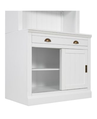 LED Lighting Bookshelf Suite with Sliding Doors & Drawers, White
