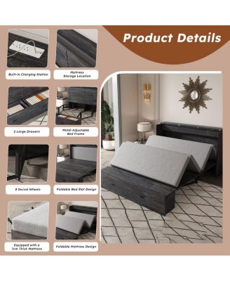 &acirc;€œ57&acirc;€³ Murphy Bed with Storage, Charging Cabinet & Foldable Panels&acirc;€