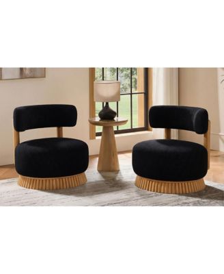 Streamdale Modern Farmhouse Armless Chair Set of 2, Wooden Base, Cozy Upholstered Chair