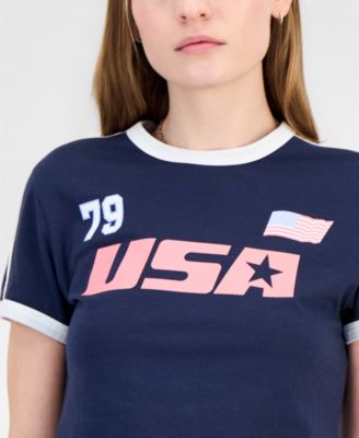 Juniors’ USA Graphic Ringer T-Shirt 