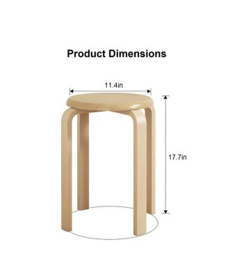 Streamdale Stackable Bentwood Stool Set of 4, 18" Round Stacking Backless Nesting Stools, Natural