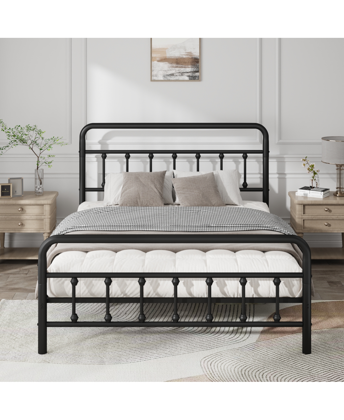 Streamdale Furniture Metal Bed Frame, Full Size, Headboard, Under Bed Storage