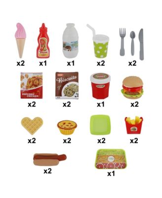30-Piece Pretend Play Fast Food Set for Kids with Hamburger, Fries, Hot Dog & Waffle