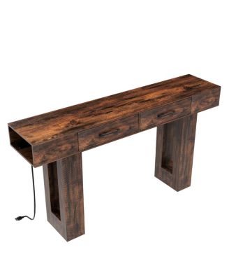 Streamdale Natural Vintage Brown 63-Inch Console Table for Entryway, Hallway, Living Room