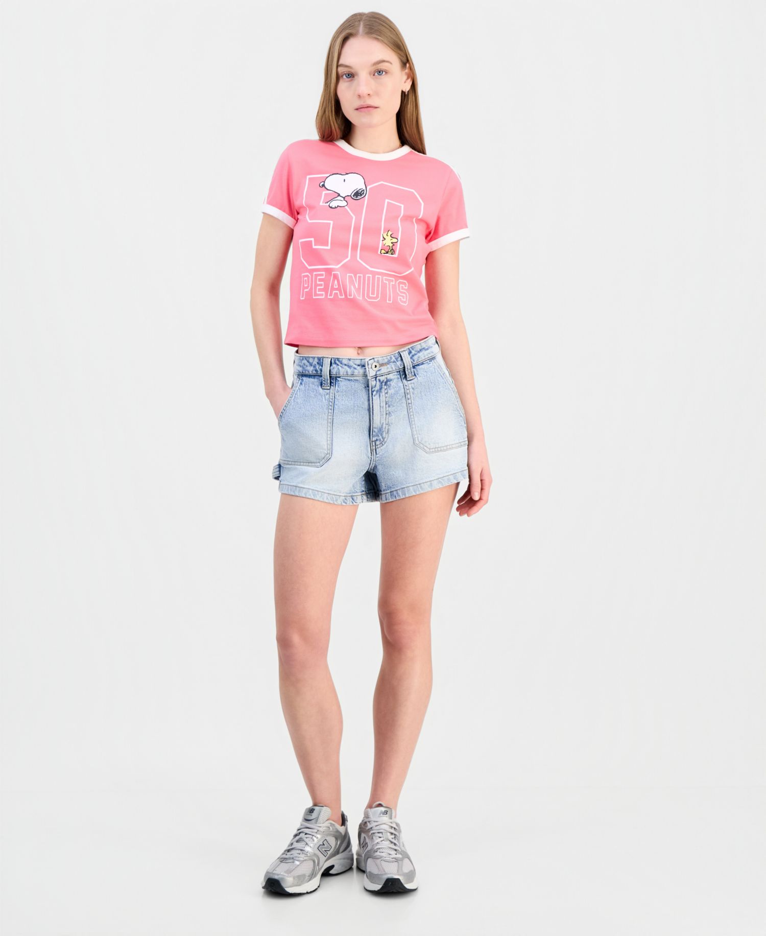 Juniors' Elastic Back Carpenter Shorts